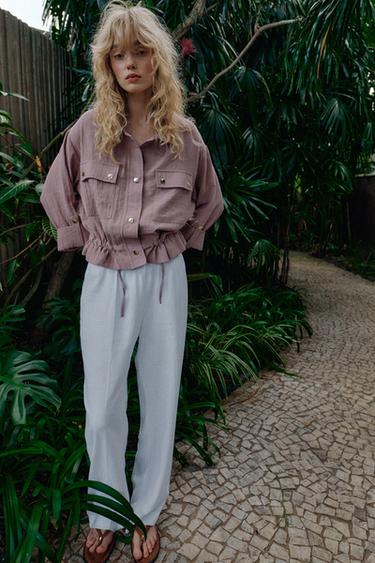 SHORT JACKET WITH ROLLED-UP SLEEVES - Mauve by Zara - Image 0