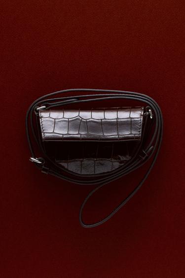 Croco-effect leather mini bag — Brown 1