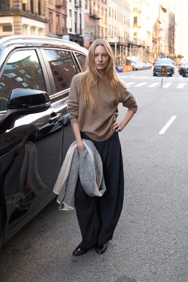 WOOL AND ALPACA JUMPER - Brown / Taupe by Zara