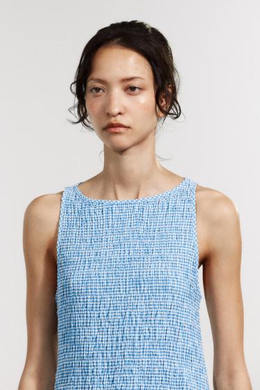 GINGHAM MIDI DRESS - Blue/White by Zara - Image 2