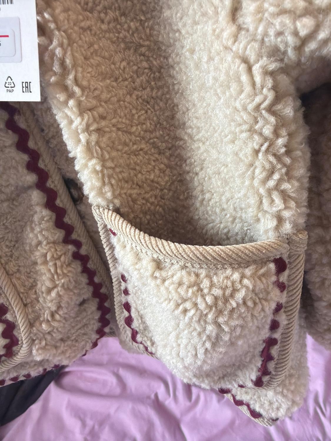 FAUX SHEARLING JACKET WITH WAVY TRIM AND FLEECE LINING - Image 5