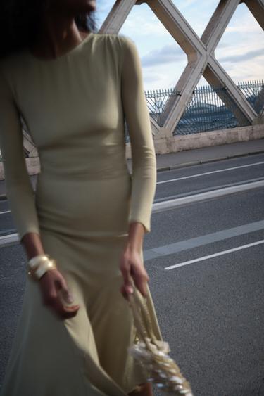 ROBE MIDI DRAPÉE - Kaki de Zara - Image 0