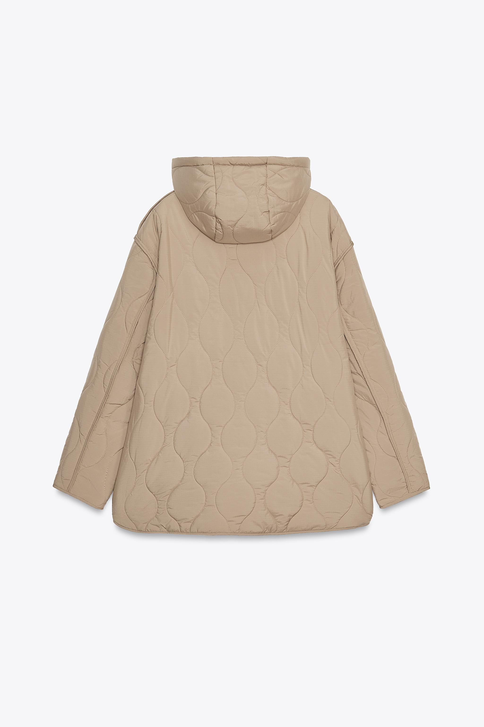 新品 ZARA 撥水防風フード付きキルティングジャケット 撥水防風フード付きキルティングジャケット - ブラック | ZARA Japan