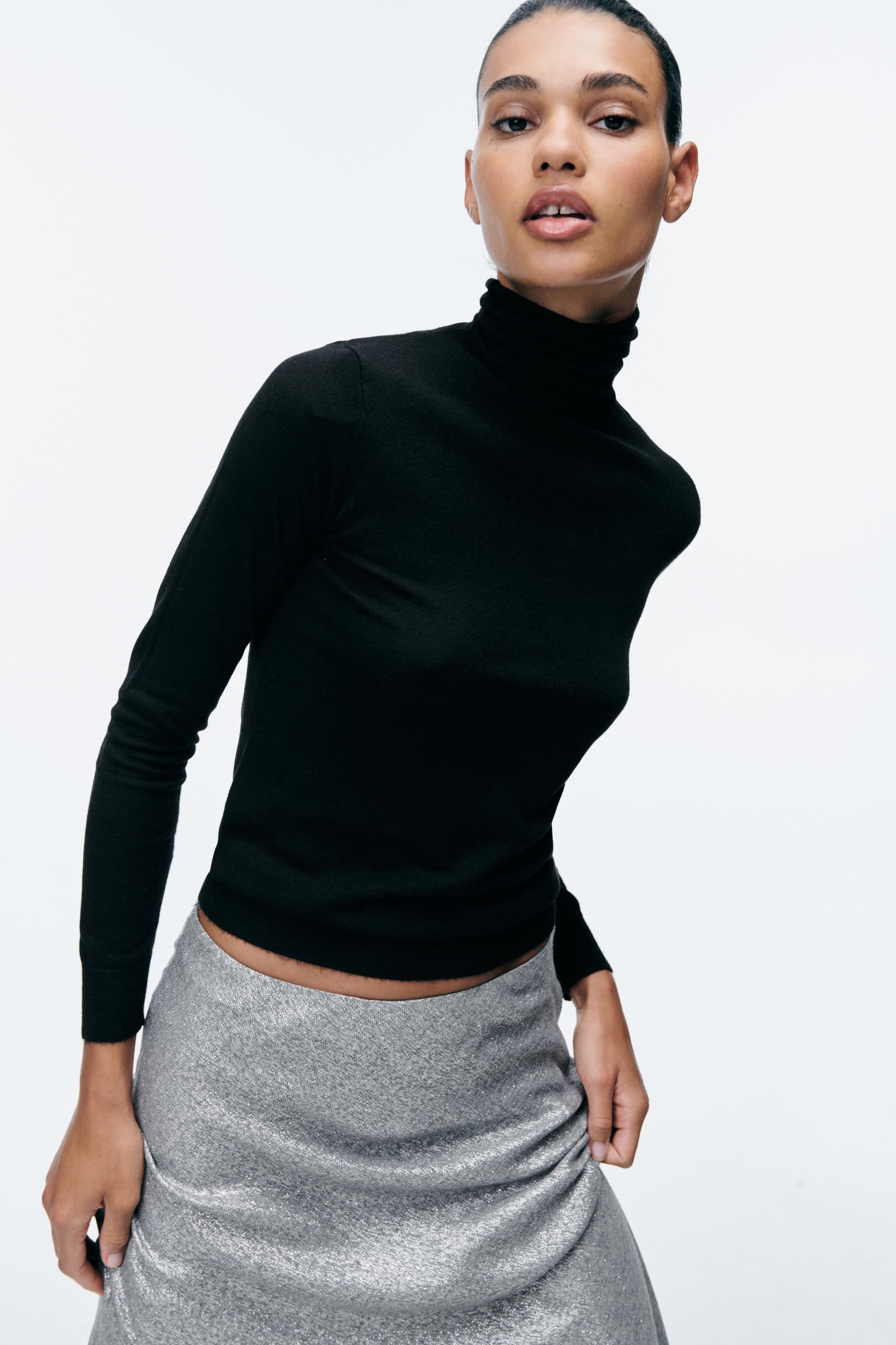 Zara black roll outlet neck jumper