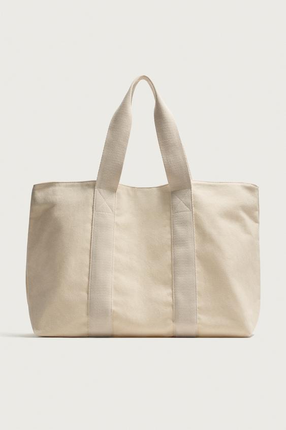 BOLSO SHOPPER TEJIDO - Blanco Crudo de Zara - Imagen 0
