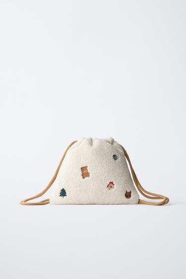 SAC EN LAINE D'AGNEAU BRODÉ - Blanc écru de Zara