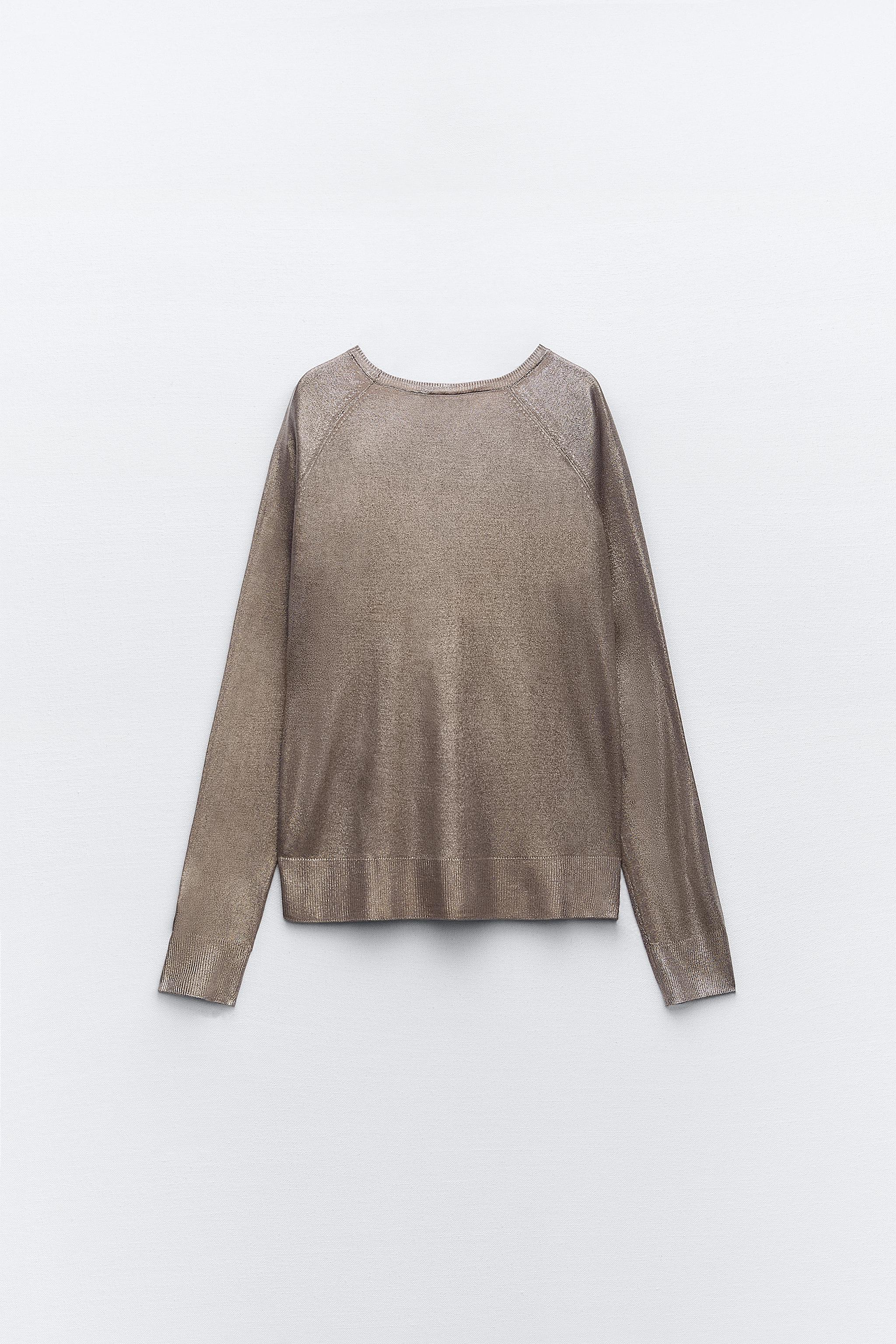 BASIC FOIL KNIT SWEATER Bronze ZARA United States