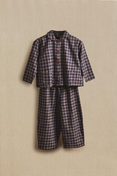 CHILDREN’S CHRISTMAS CHECK FLANNEL PYJAMA SET (SET OF 2) - red/navy by Zara - Image 5