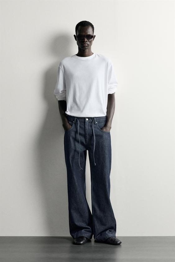 JEAN COUPE DÉCONTRACTÉE À COUTURES DÉCALÉES - Indigo de Zara - Image 0