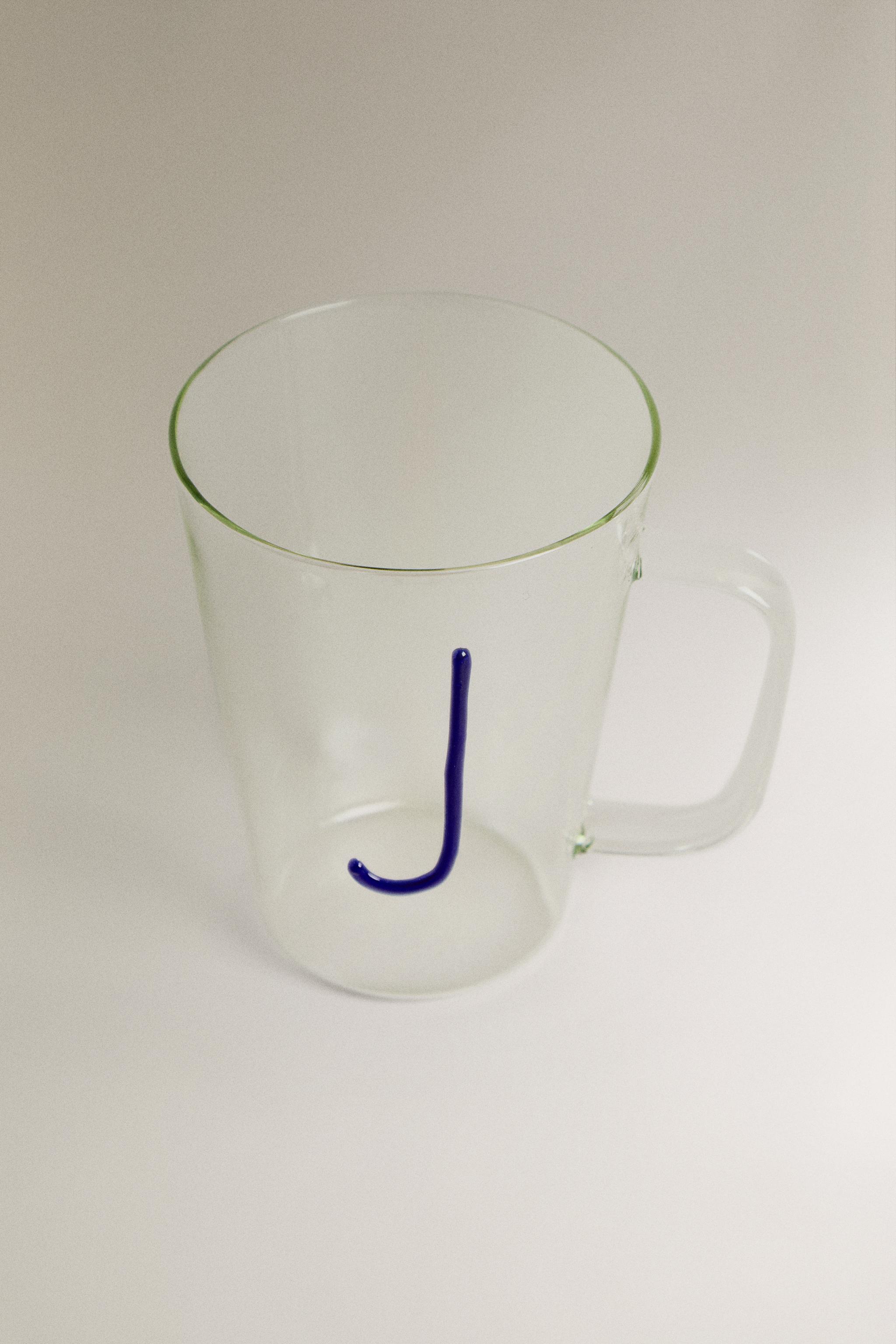BOROSILICATE MUG WITH INITIAL J — Cobalt