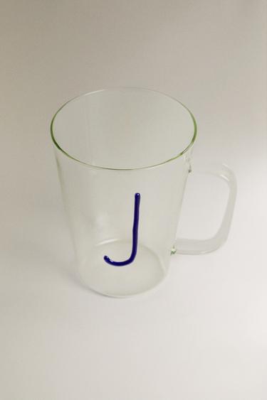 BOROSILICATE MUG WITH INITIAL J - Cobalt by Zara - Image 1