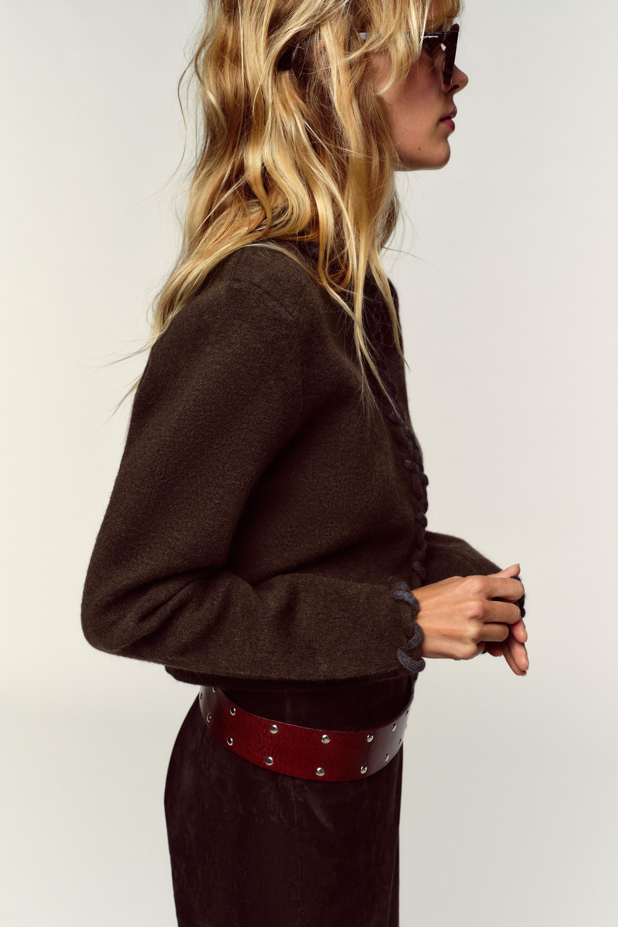 トップス vintage brown faded cardigan 207913447-1-chocolatestripe?$