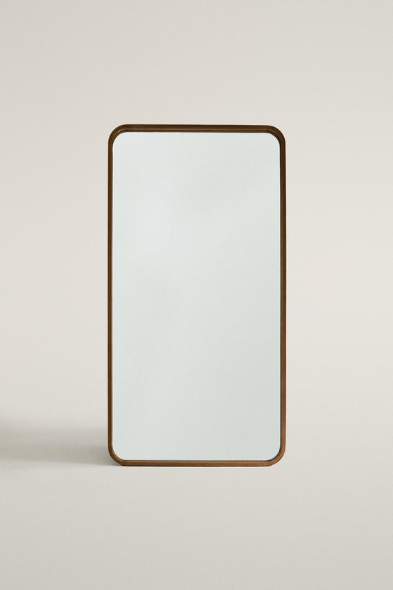 LARGE ROUND FULL LENGTH MIRROR WITH FRAME - Brown by Zara - Image 0