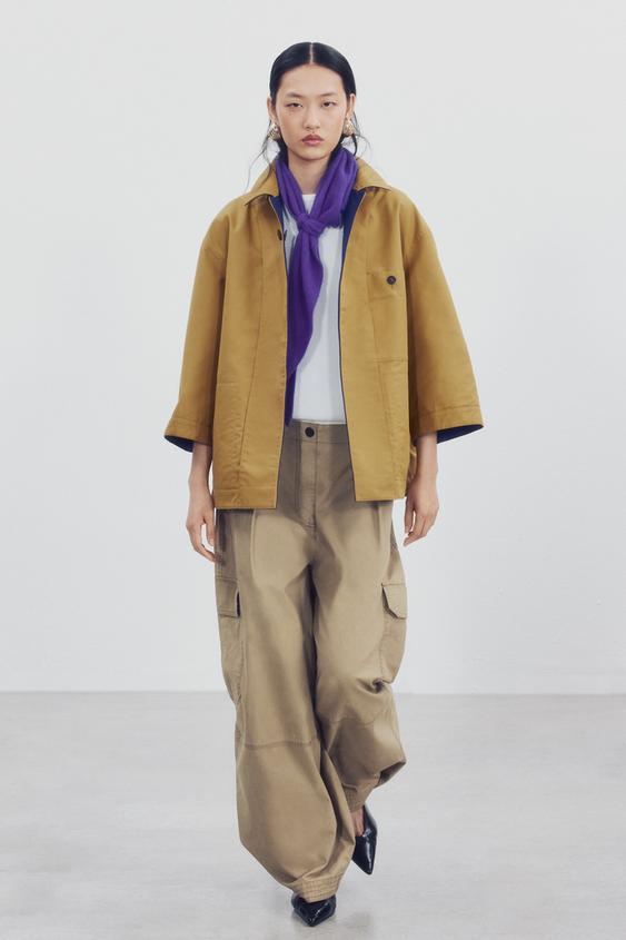 TRENCH CORTO REVERSIBLE ZW COLLECTION - Azulón de Zara - Imagen 0