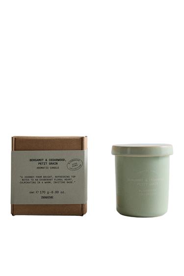 (170 G) VELA AROMÁTICA BERGAMOT & CEDARWOOD - pistacho de Zara
