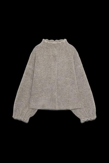 Zara KNIT BOMBER JACKET - Anthracite Gray - Image 0