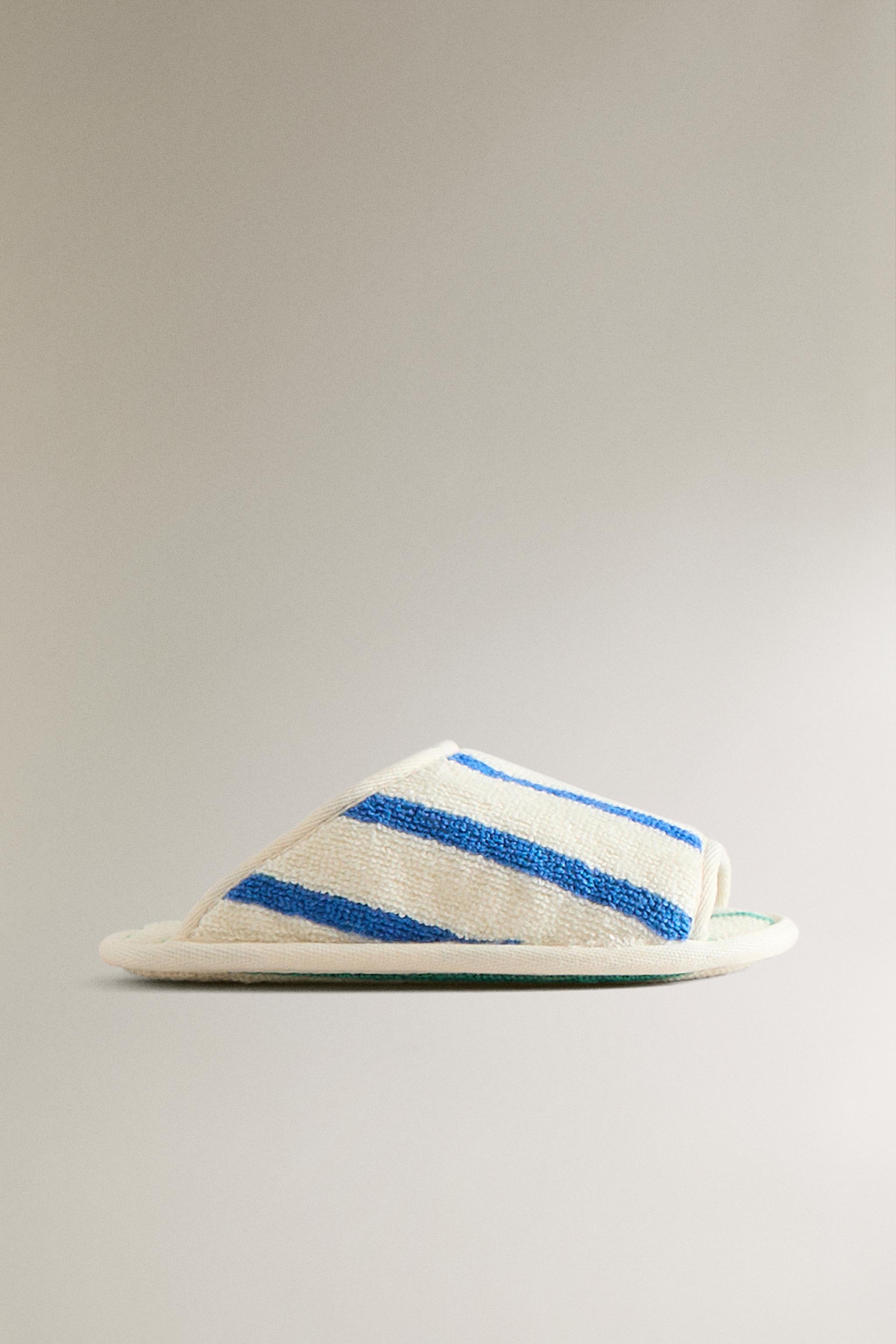 KIDS' STRIPED TERRY BATH SLIPPERS
