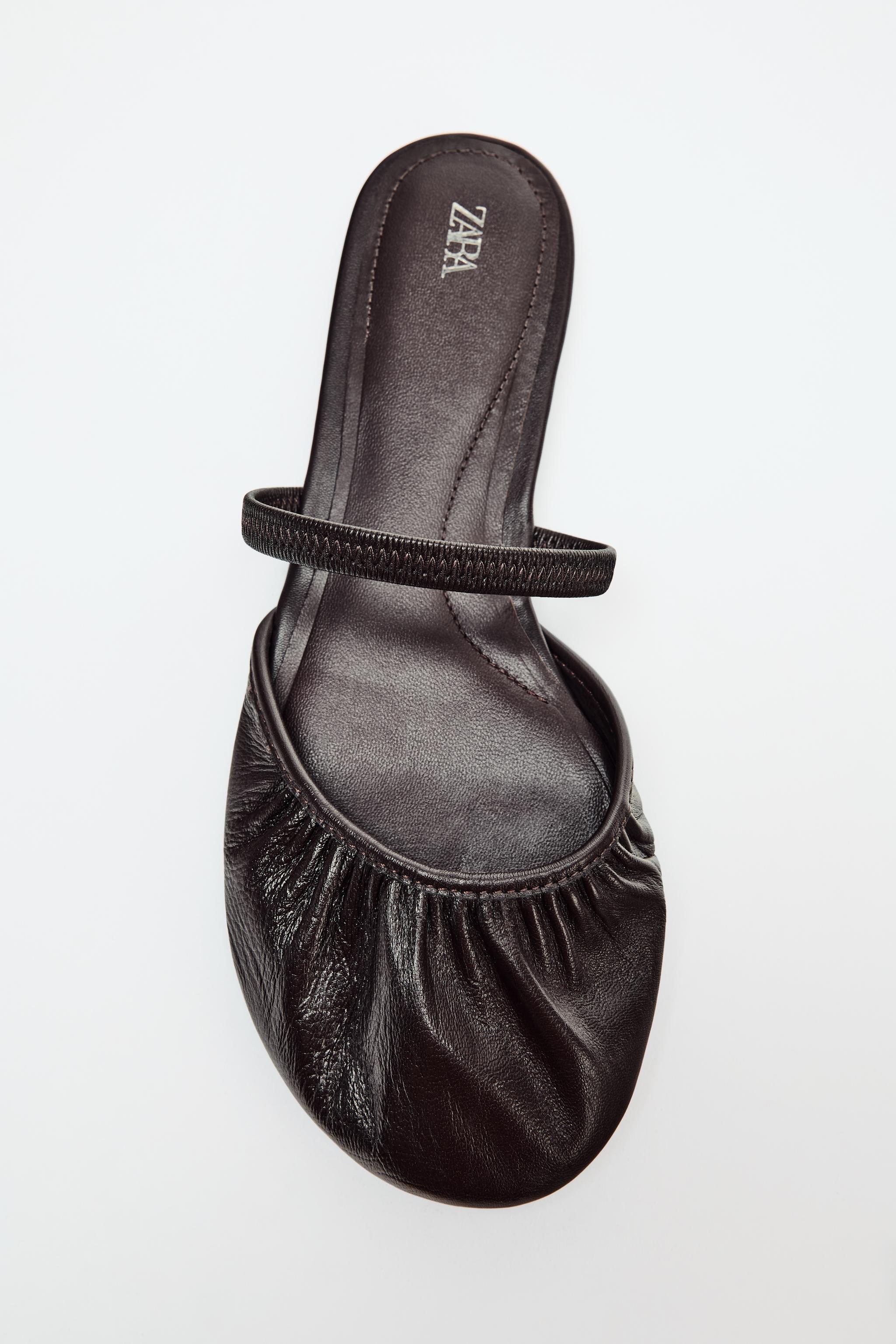 LEATHER MULE BALLET FLATS