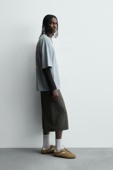 T-SHIRT IMPRIMÉ DÉLAVÉ - Bleu ciel délavé de Zara - Image 3