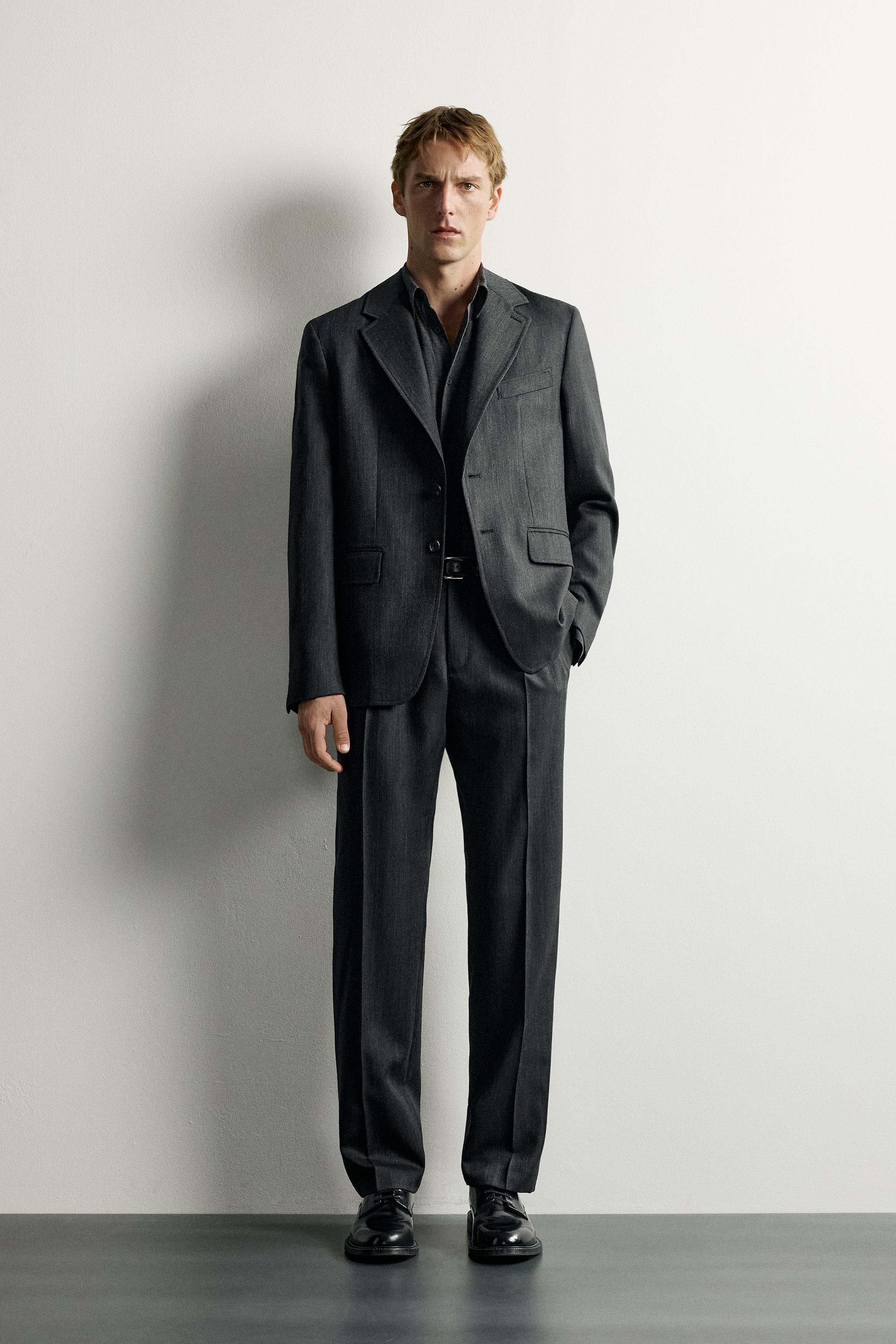 100% WOOL REGULAR FIT SUIT PANTS
