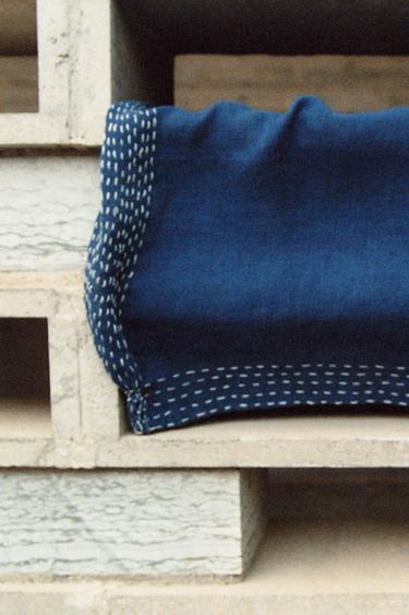 PACK OF EMBROIDERED LINEN NAPKINS X FANGLU LIN (PACK OF 2) - Blue by Zara