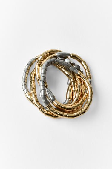 PACK OF ASSORTED ELASTIC BRACELETS - Gold / Silver by Zara