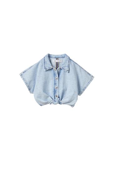 KNOTTED DENIM SHIRT