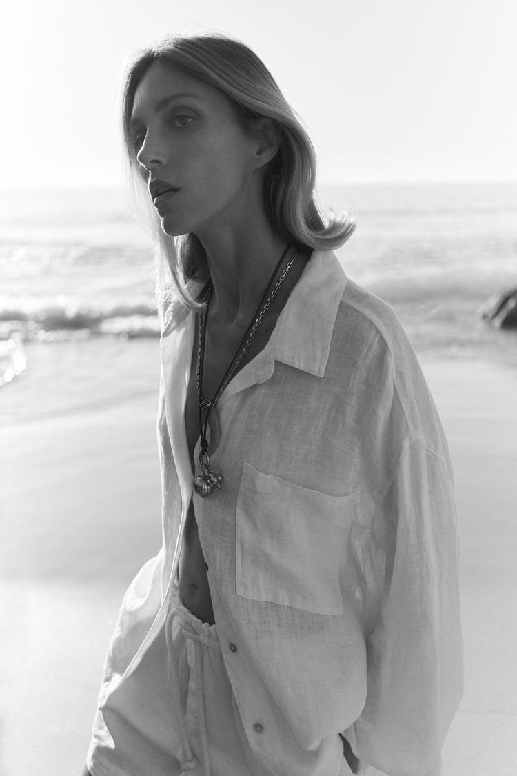 ZW COLLECTION 100% LINEN OVERSIZED SHIRT