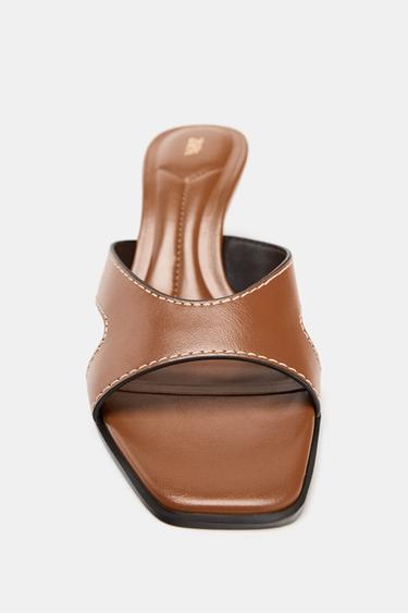 HIGH-HEEL SANDALS WITH TOPSTITCHING - Brown by Zara - Image 3