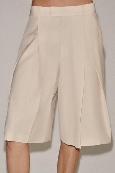 BERMUDA PLOOIEN MET WOL ZW COLLECTION LIMITED EDITION - Beige van Zara