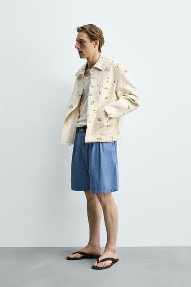 FLORAL EMBROIDERY JACQUARD JACKET - Ecru by Zara - Image 3