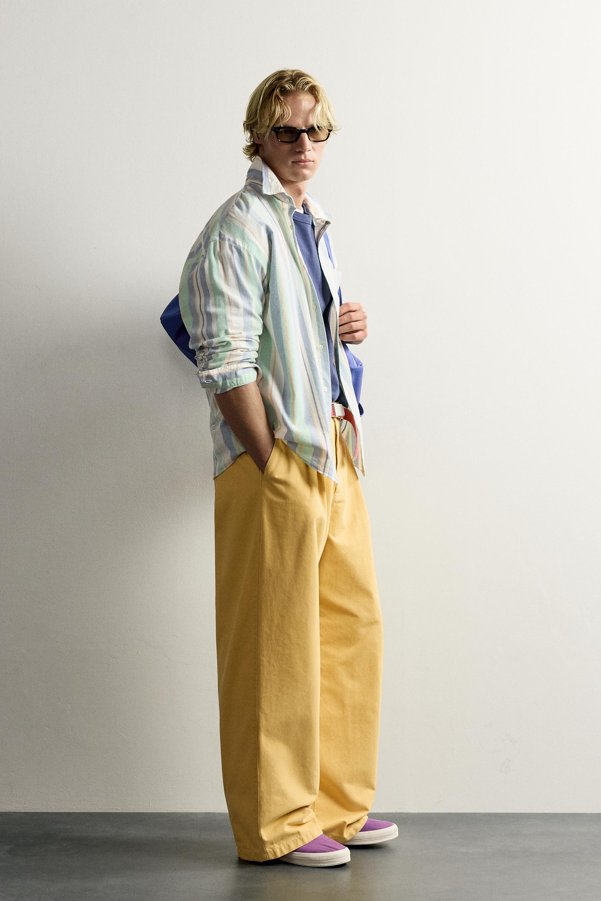 Zara FRUIT OF THE LOOM™ ÇİZGİLİ OXFORD GÖMLEK görsel 4