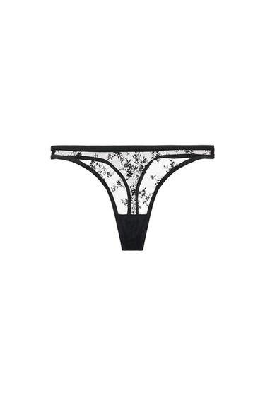 LACE THONG - Black by Zara