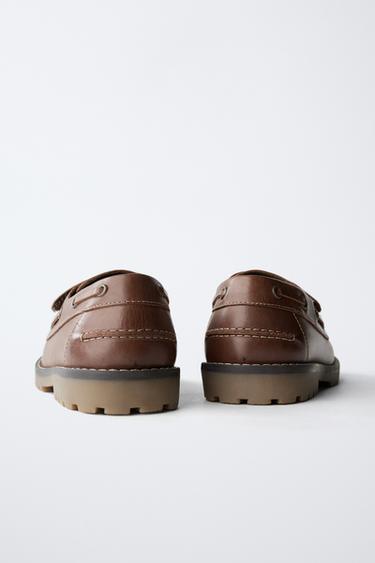 LEATHER BOAT SHOES - Brown by Zara - Image 4