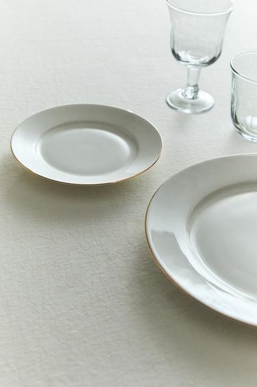RIMMED BONE CHINA DESSERT PLATE - Gold by Zara - Image 5