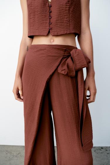 PANTALON PARÉO NŒUD - brique foncée de Zara - Image 2