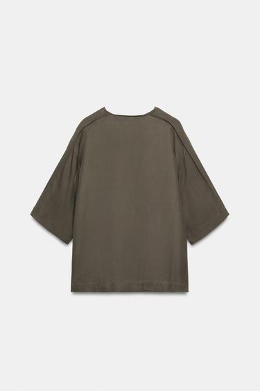 ZW COLLECTION FLOWING BLOUSE WITH TIES - Grey by Zara - Image 5