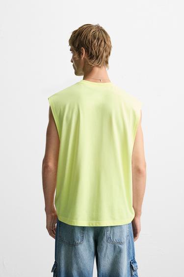 TANK TOP WITH RAISED PRINT - Neon yellow by Zara - Image 2