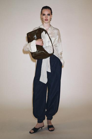 Zara 真皮橢圓形手提包 - 綠色