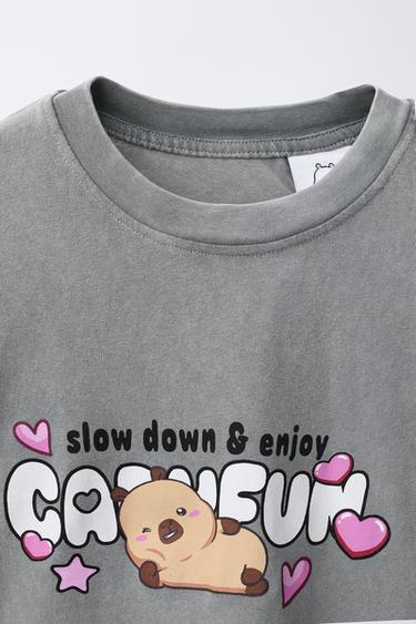 FADED-EFFECT CAPYBARA CAPYFUN © T-SHIRT - Anthracite grey by Zara - Image 2