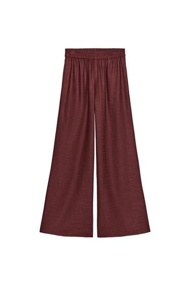 بنطلون عريض من الكتان - أكسيد الخاص بـ Zara