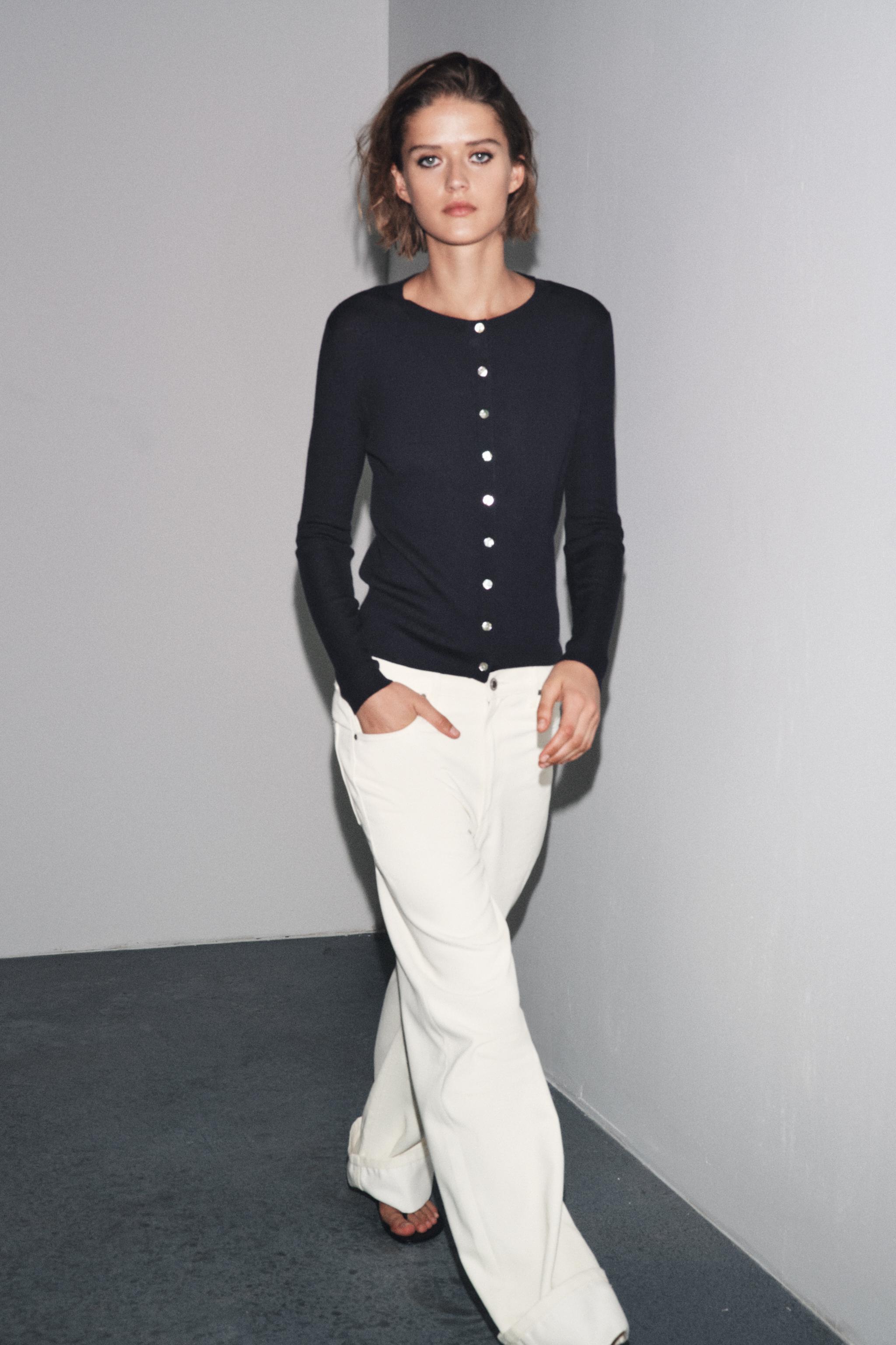 100%ウール リブ カーディガン - ネイビーブルー | ZARA Japan