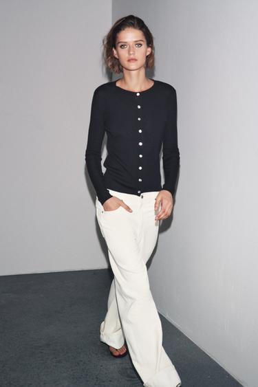 CHAQUETA 100% LANA RIB - Marino de Zara