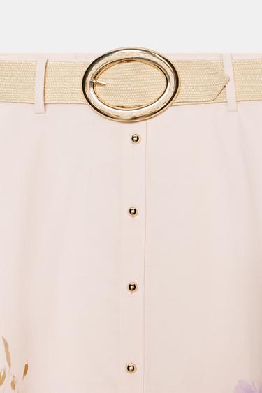 FLORAL PRINT BELTED MIDI SKIRT - Multicoloured by Zara - Image 6