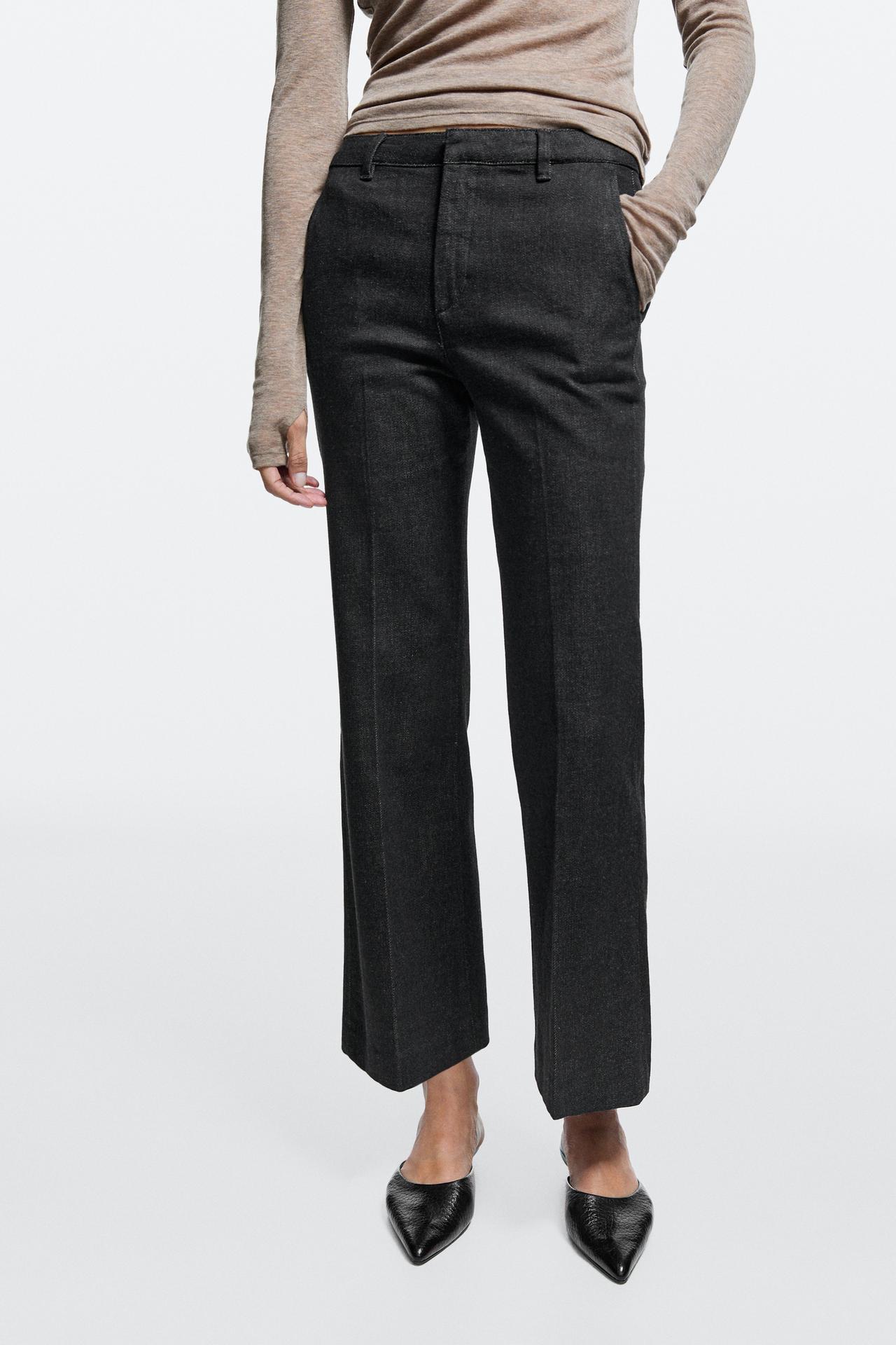 Mid-waist cropped flare fit jeans — Black