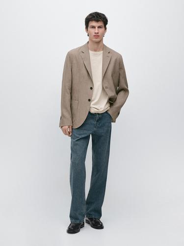 Zara Linen suit blazer - taupe brown - Image 0
