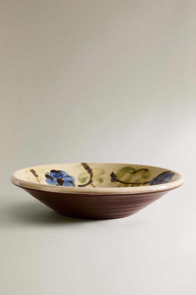 Zara Floral Zara Home Crockery FLORAL EARTHENWARE SALAD BOWL Blue