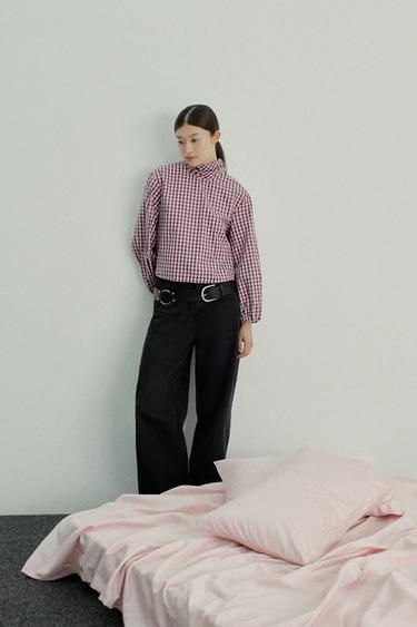 CAMISA POPELÍN CUADRO VICHY - Rosas de Zara