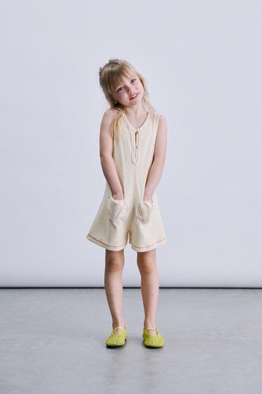 TOWELLING PLAYSUIT WITH SHELL POCKETS - Ecru by Zara