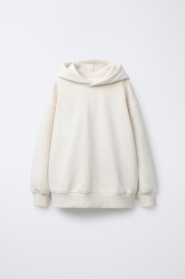 PLAIN HOODIE - Ecru / Black by Zara